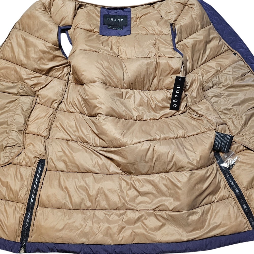 Nuage Quilted Long Puffer Vest With Hood Purple Size XS - Picture 7 of 12
